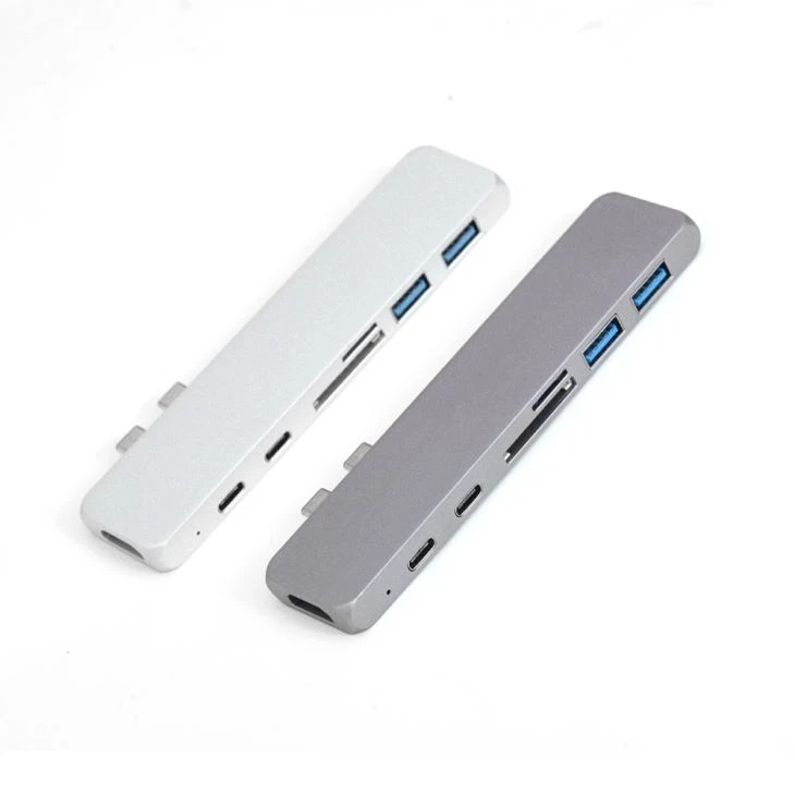 7-v-1 USB-C priključna postaja Dual USB C do USB3.1 * 2, HDMI ™, SD, MicroSD, USB-C PD