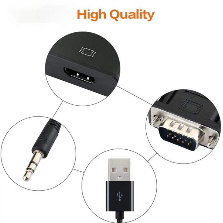 Vga To Hdmi Converter With Audio And Usb For Power