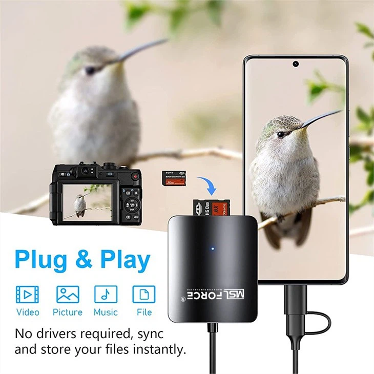 4 in 1 USB Multifunctional Card Reader, SD, Micro SD, CF Cards And Memory Sticks