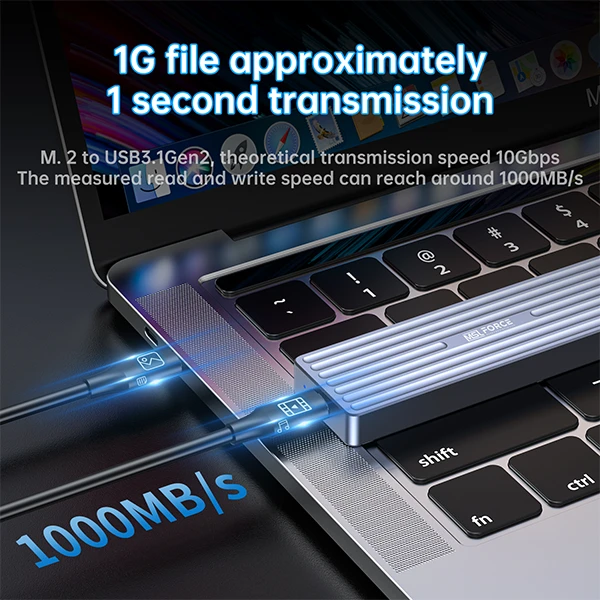 USB C NVME&NGFF HDD Enclosure 10gbps Aluminum