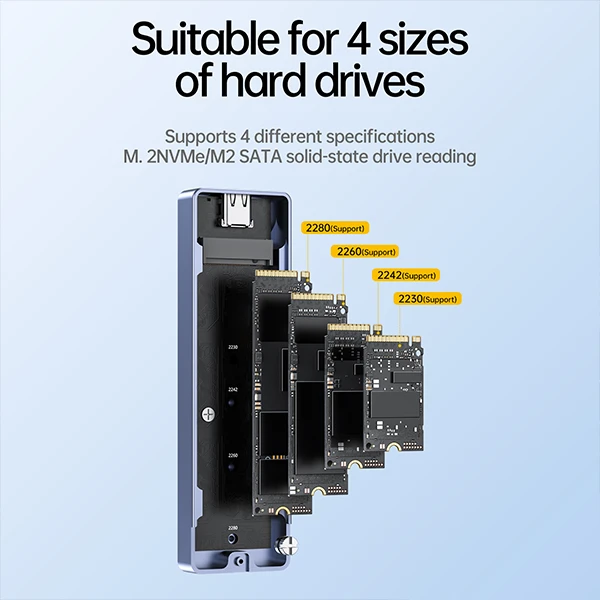 USB C NVME&NGFF HDD Enclosure 10gbps Aluminum